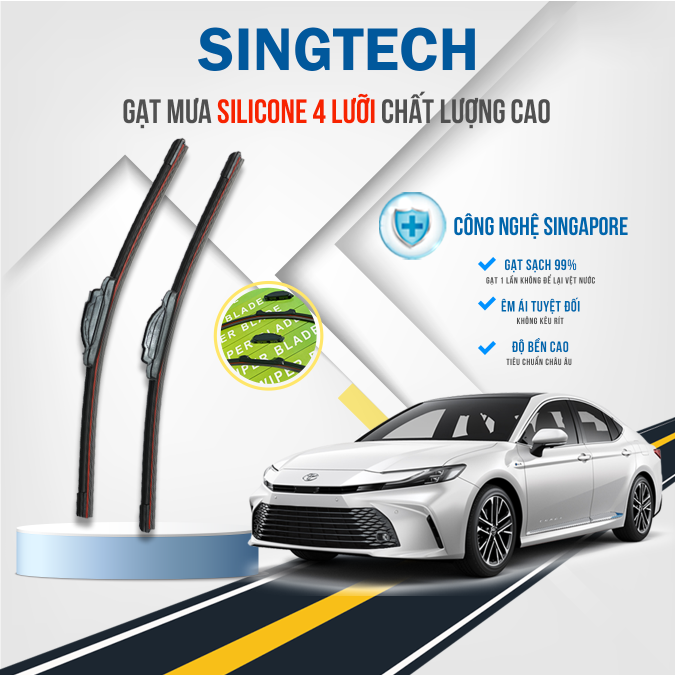 Gạt Mưa Silicone 4 Lưỡi Singtech