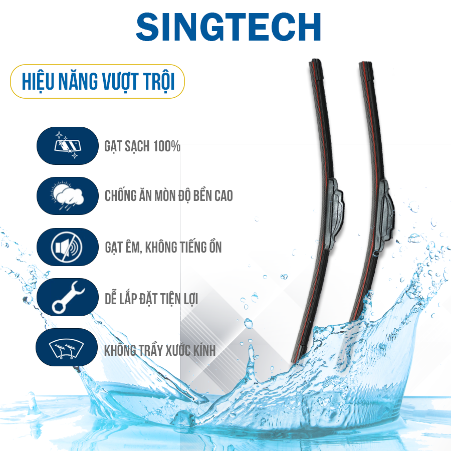 Gạt Mưa Silicone 6 Lưỡi Singtech