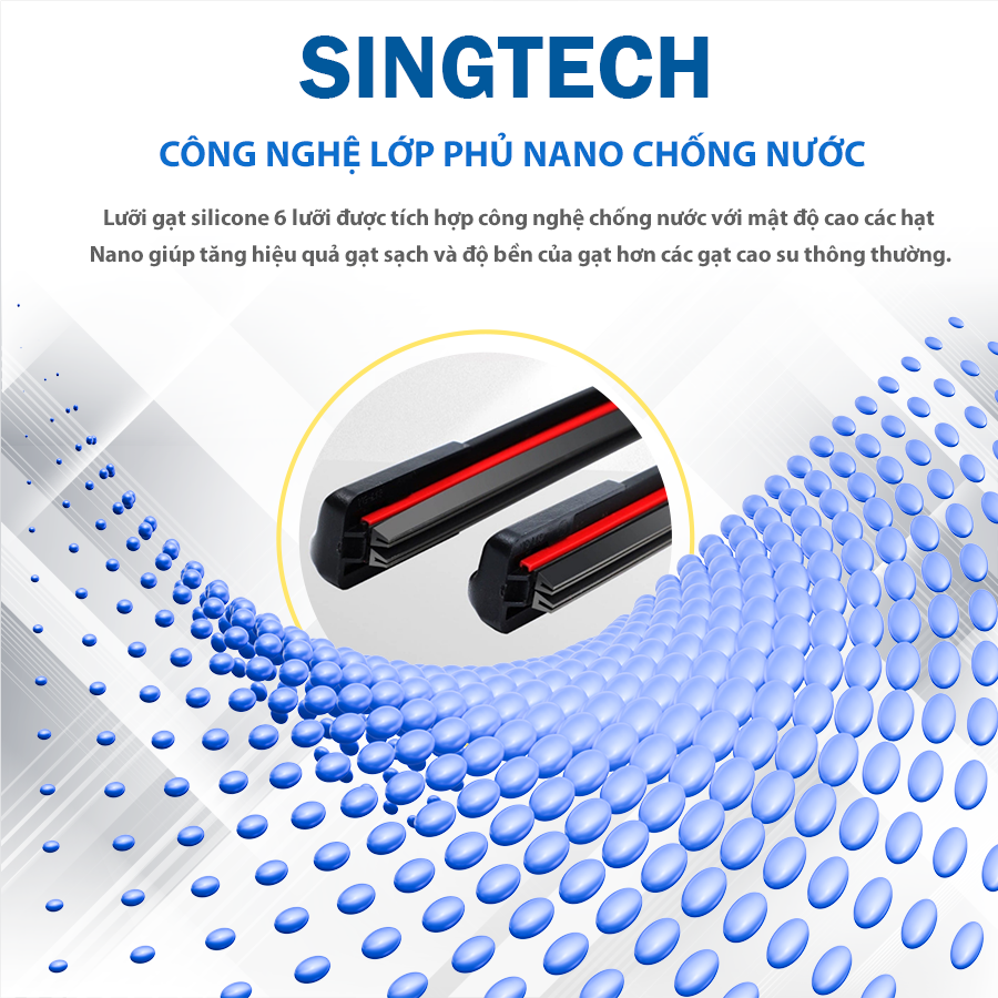 Gạt Mưa Silicone 4 Lưỡi Singtech